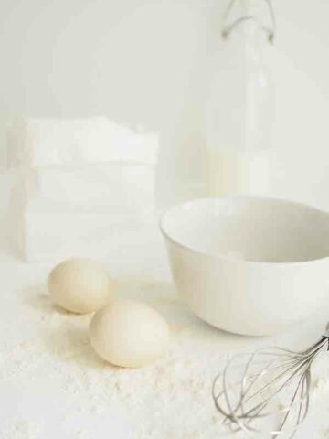 Are Eggs Vegan Thumbnail Image Of Baking Ingredients On White Surface