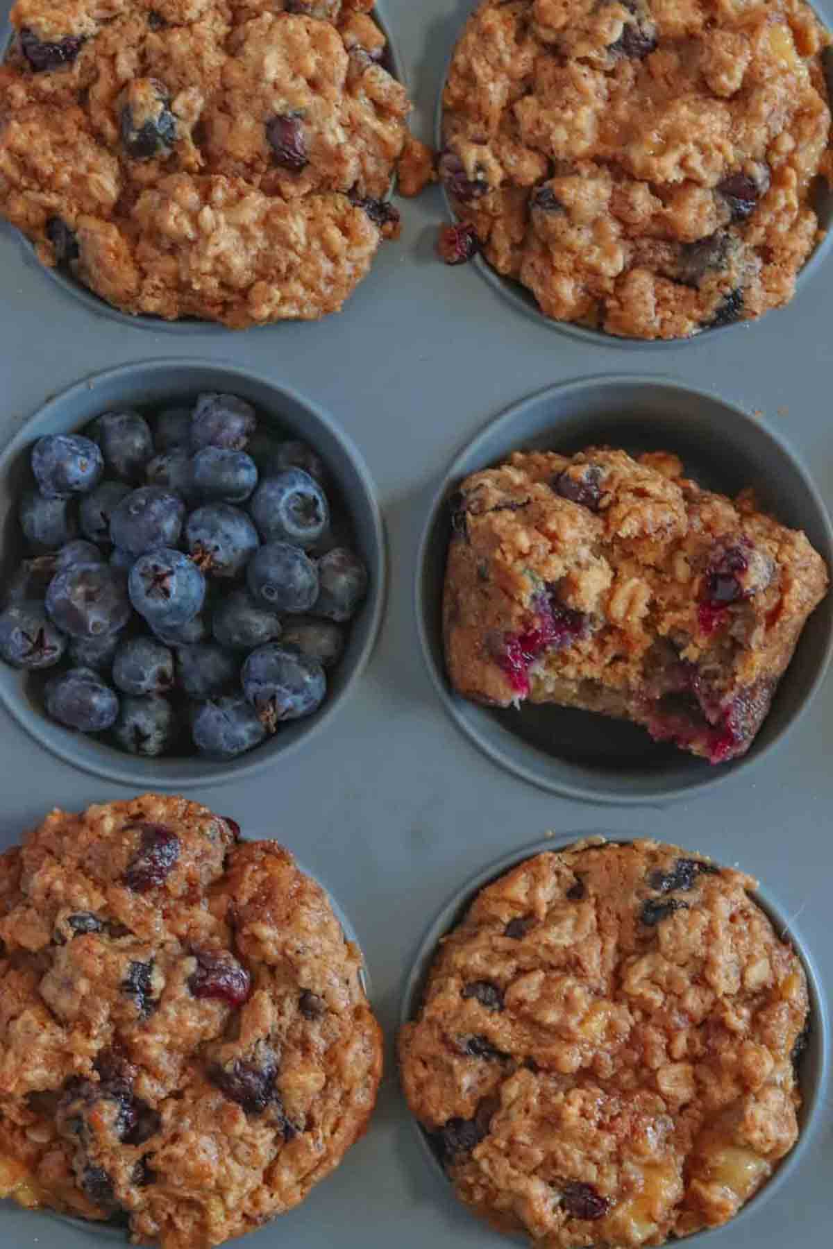 Banana Blueberry Oats Muffins