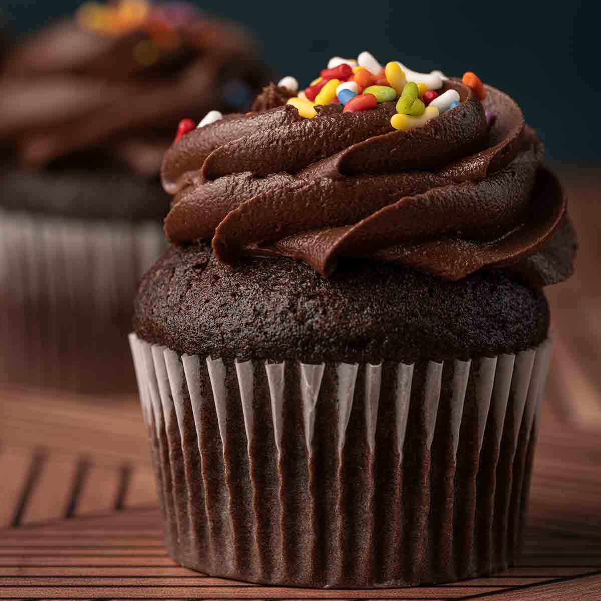 Vegan baking tips- Chocolate cupcake with sprinkles on top