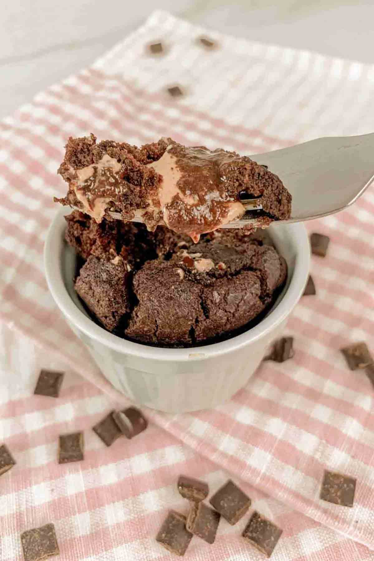 Chocolate Peanut Butter Brownie Mug Cake
