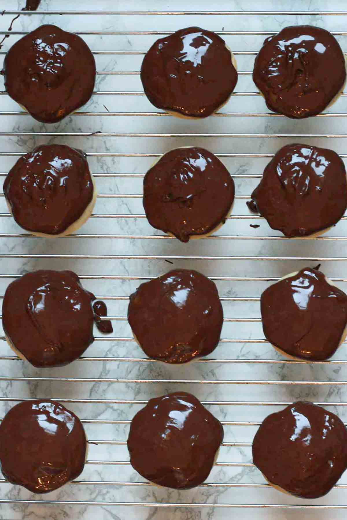 Chocolate Topped Jaffa Cakes On A Wire Rack