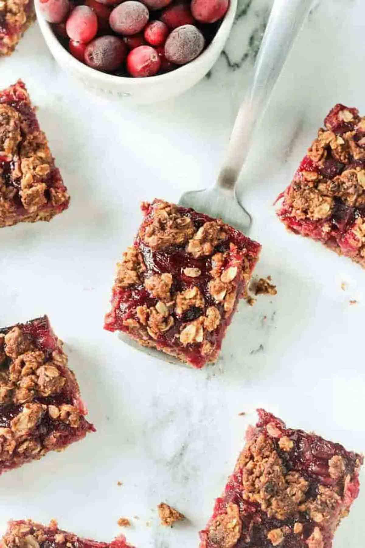 Cranberry Vegan Crumble Dessert Bars With Oats