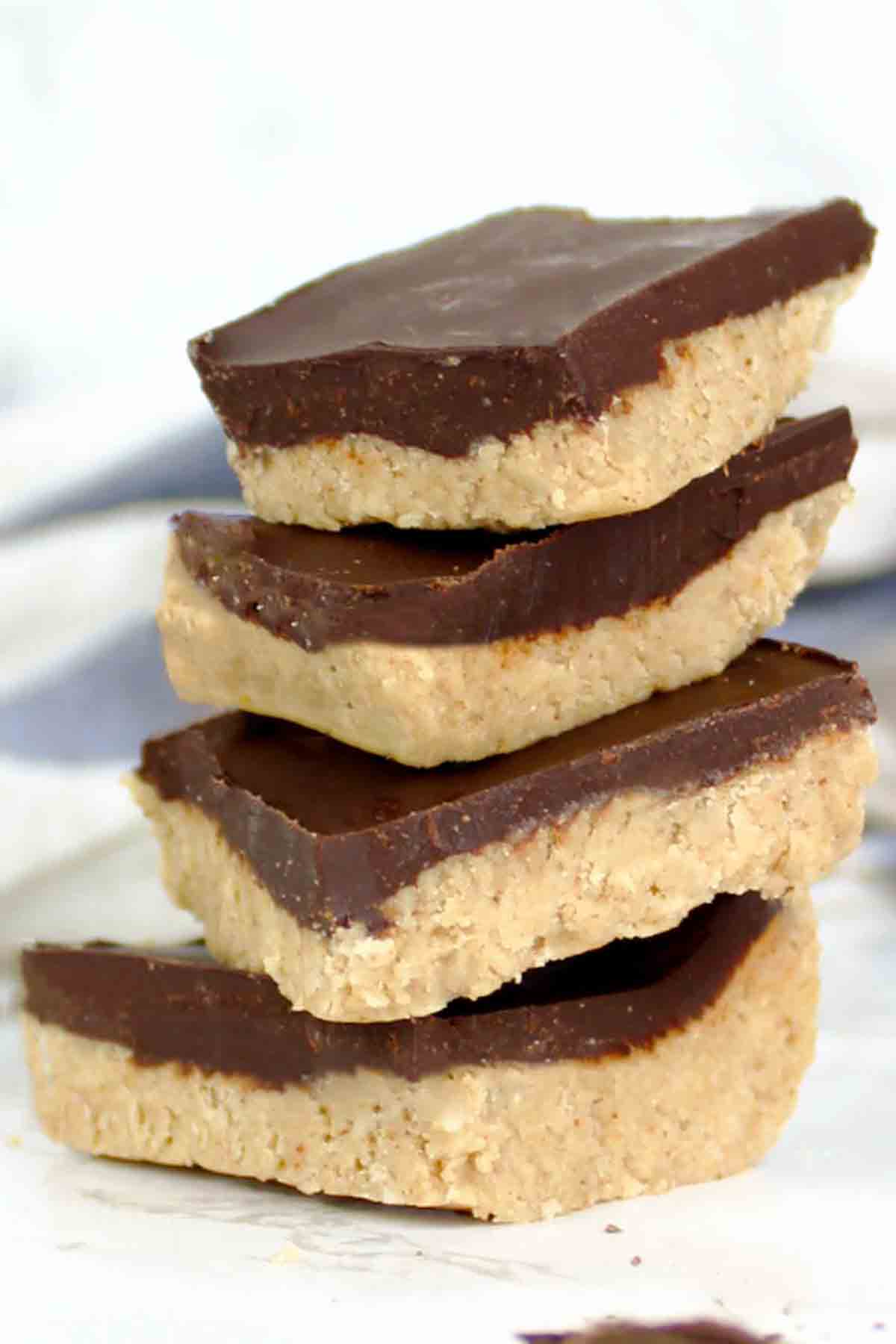 Dairy Free Chocolate Peanut Butter Bars Stacked