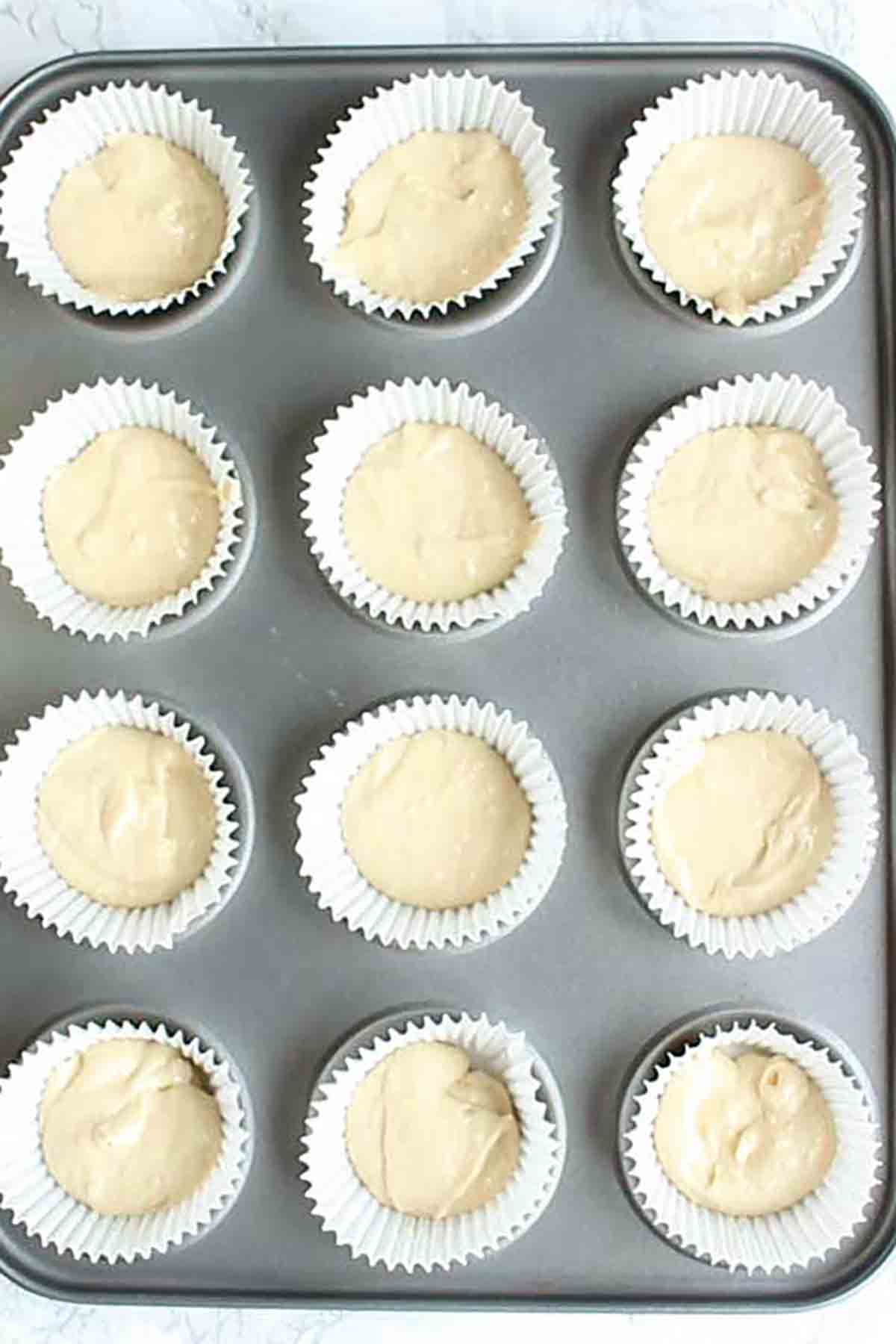 Eggless Vanilla Cupcake Batter In Cases