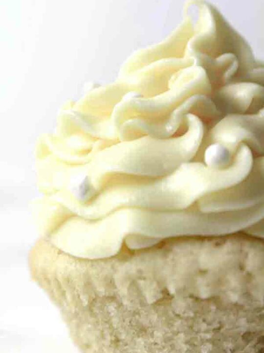 Image Of A Vegan Vanilla Cupcake With Dairy-free Buttercream On Top