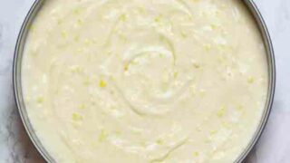 Overhead Image Of Vegan Lemon Cheesecake
