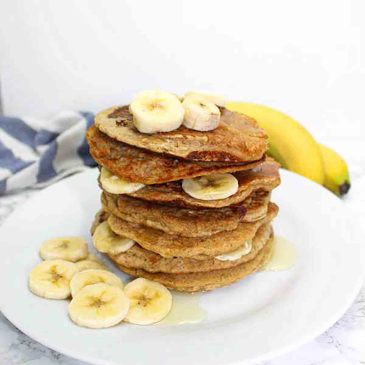Stack Of Eggless Banana Pancakes With Oats