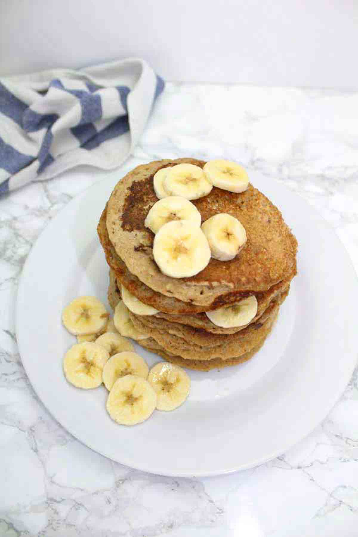 Stack Of Vegan Banana Oat Pancakes