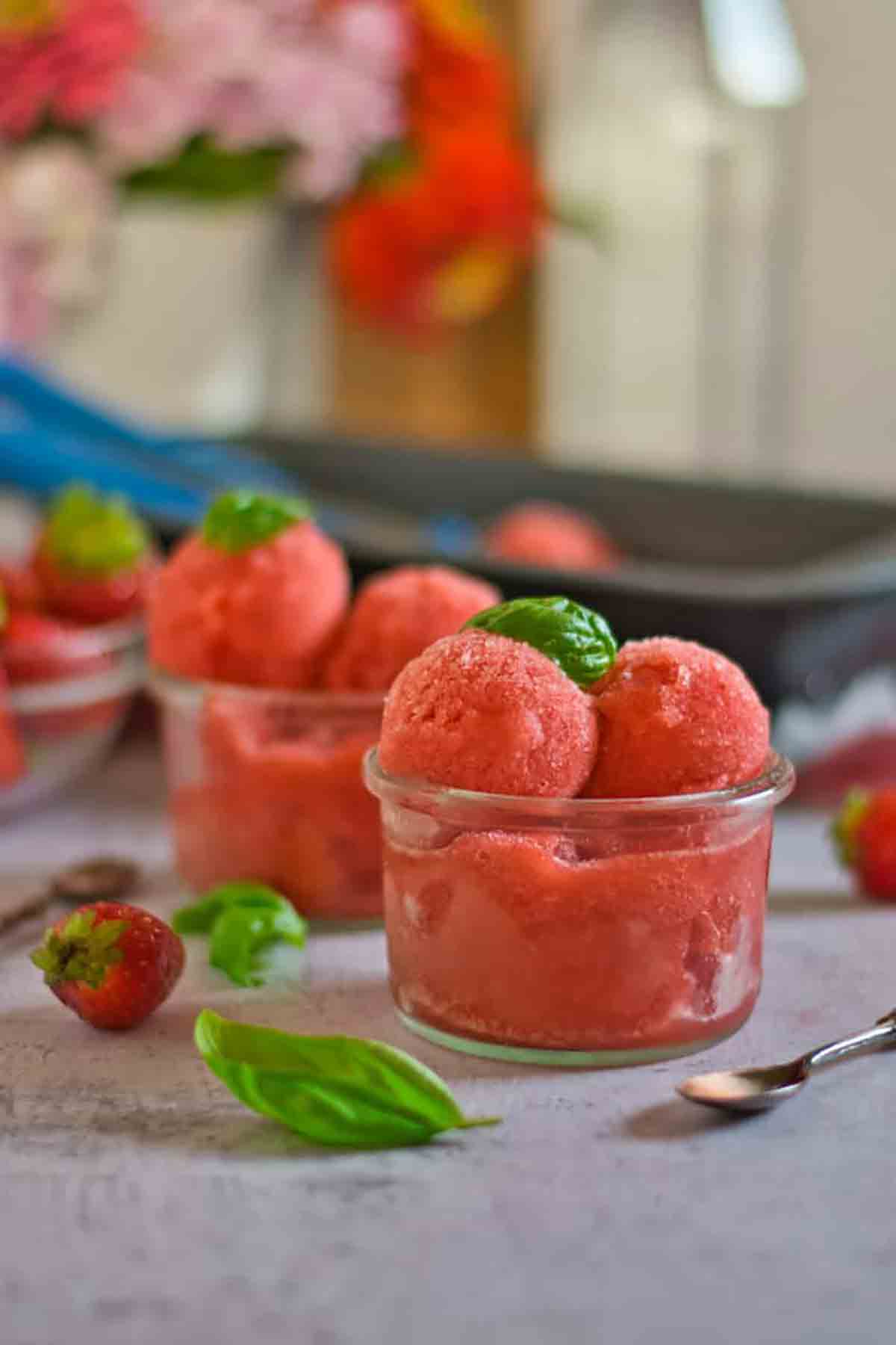 Strawberry Basil Sorbet