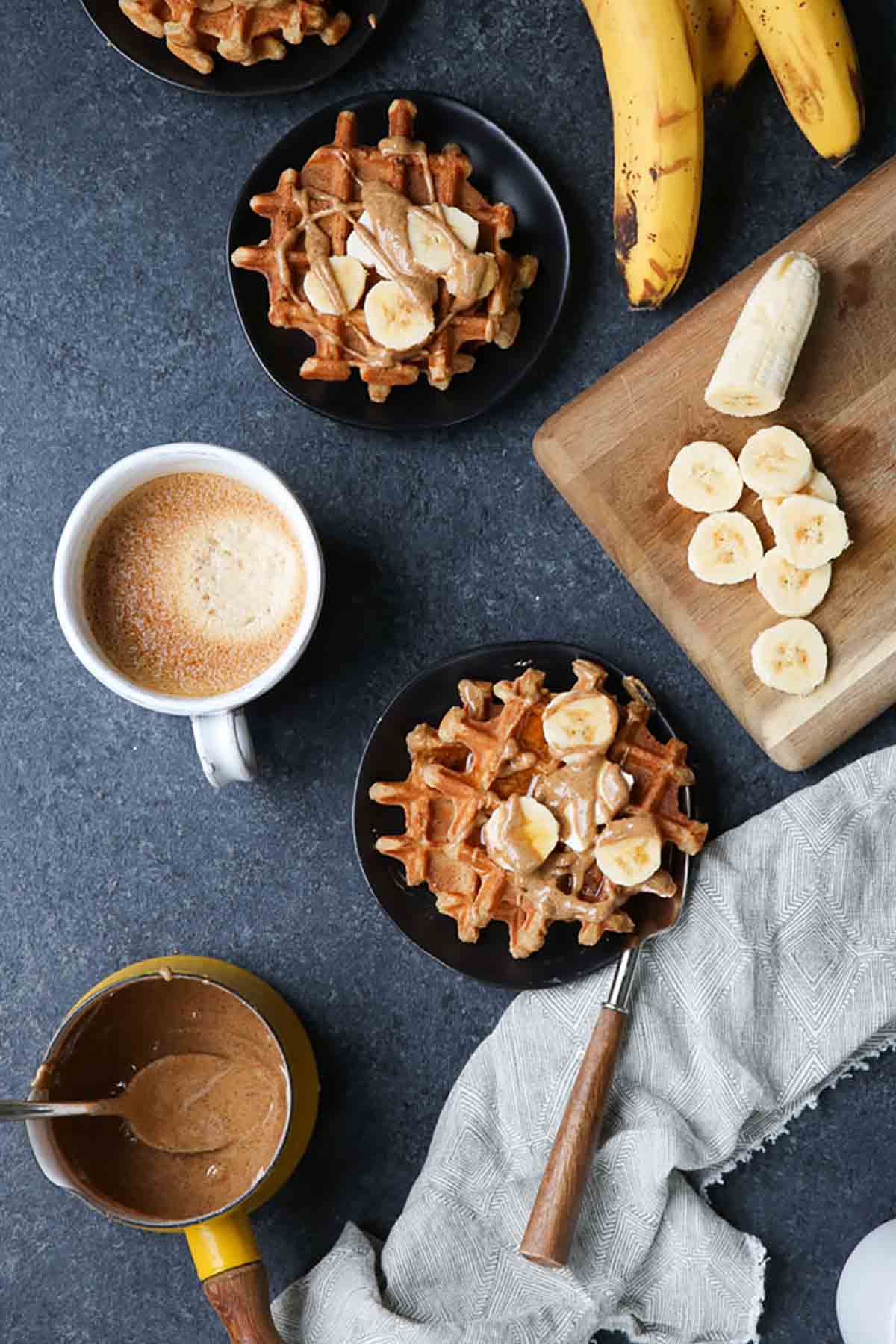 Vegan Banana Almond Butter Waffles