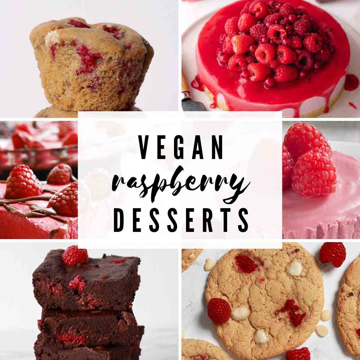 Vegan Raspberry Desserts Images With Text Overlay