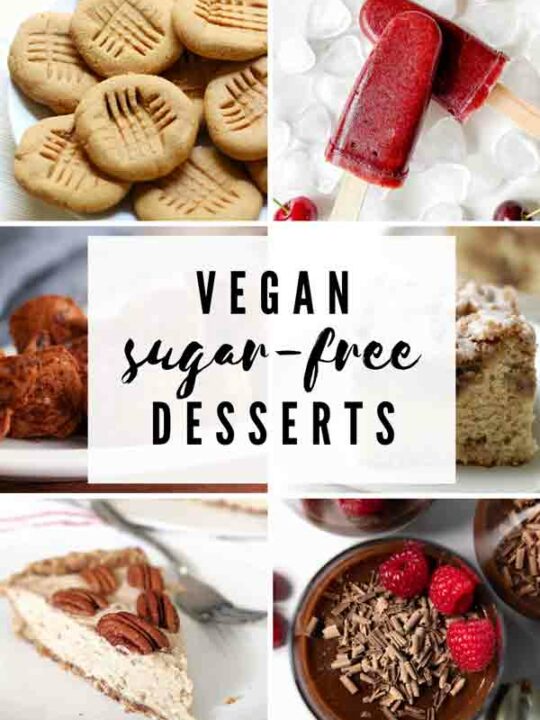 Collage With 6 Images Of Vegan Sugar Free Desserts