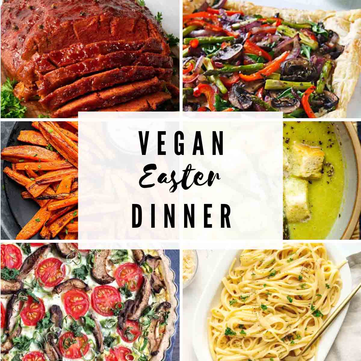 Image Collage Of Vegan Easter Dinner Food