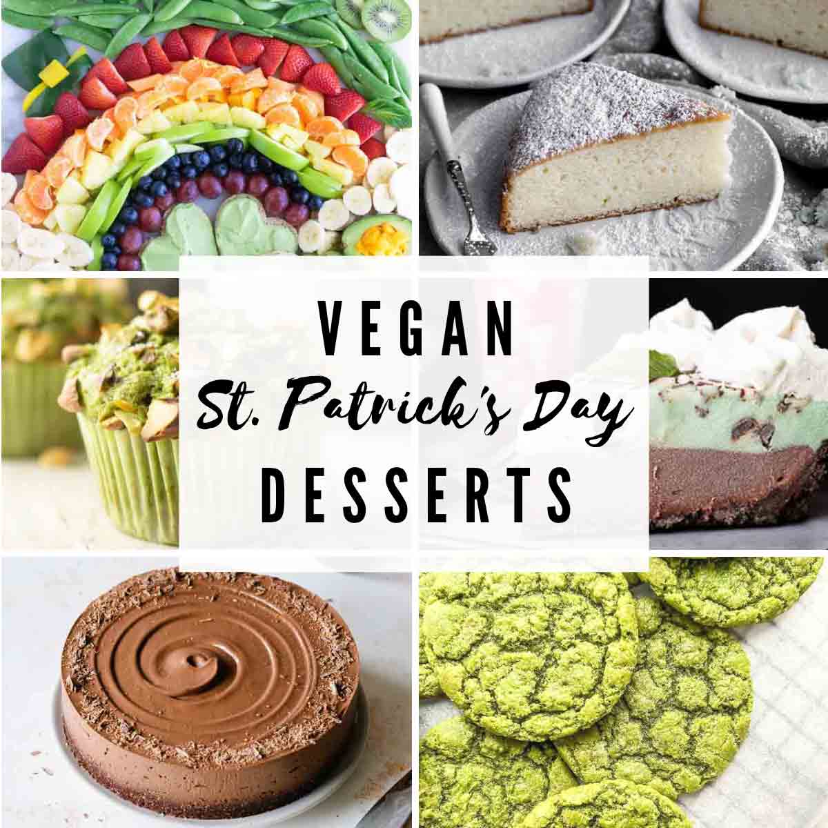 Image Collage With Text Overlay That Reads 'vegan St Patricks Day Desserts'