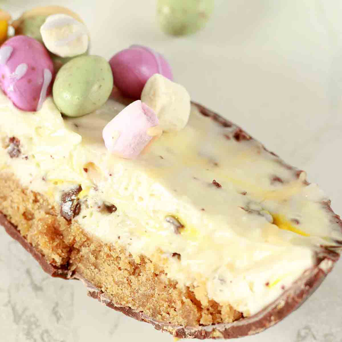 Inside Of Dairy Free Easter Egg Cheesecake