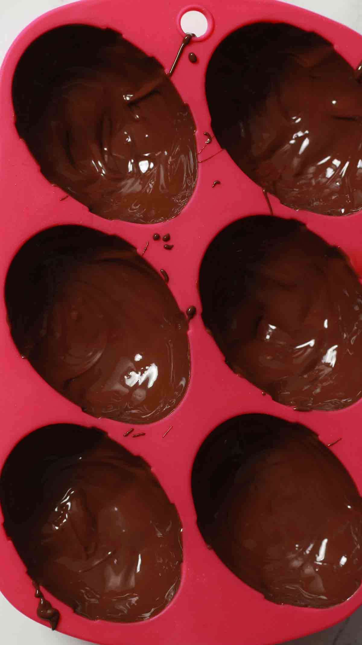 Melted Chocolate Inside Easter Egg Mould