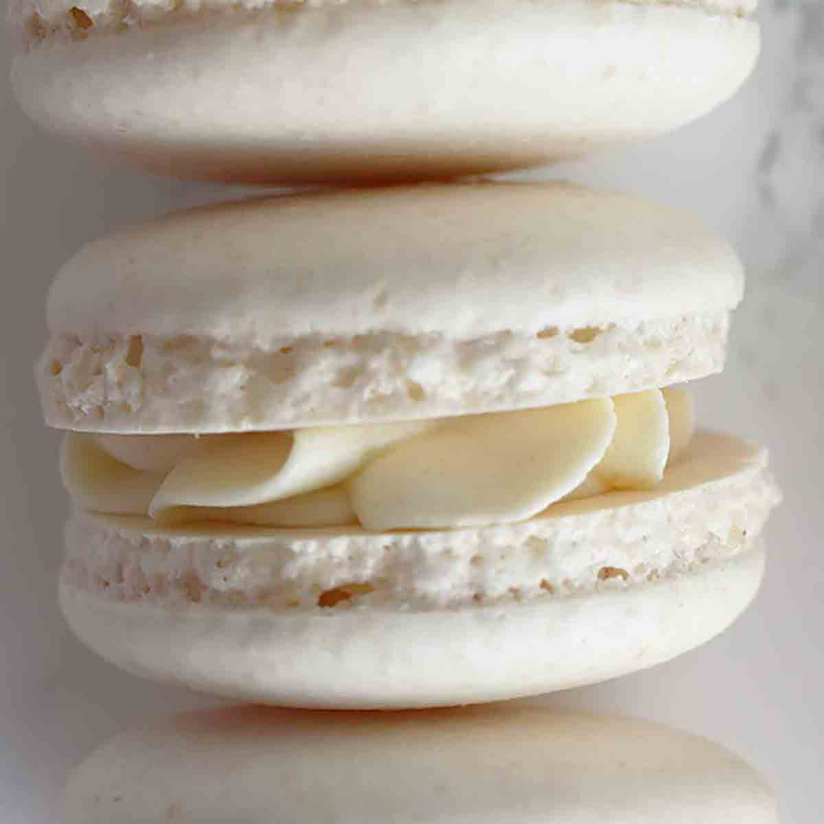 Overhead Shot Of White French Vegan Macarons