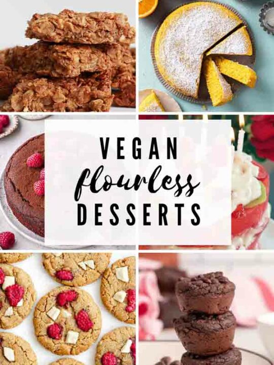 Thumbnail Collage Of Vegan Flourless Desserts