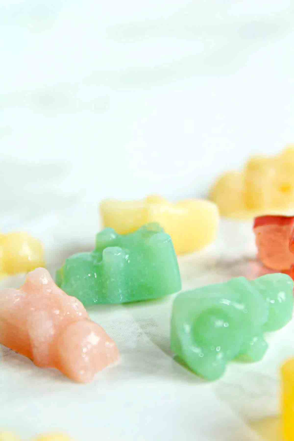 Vegetarian Gummies On A White Surface