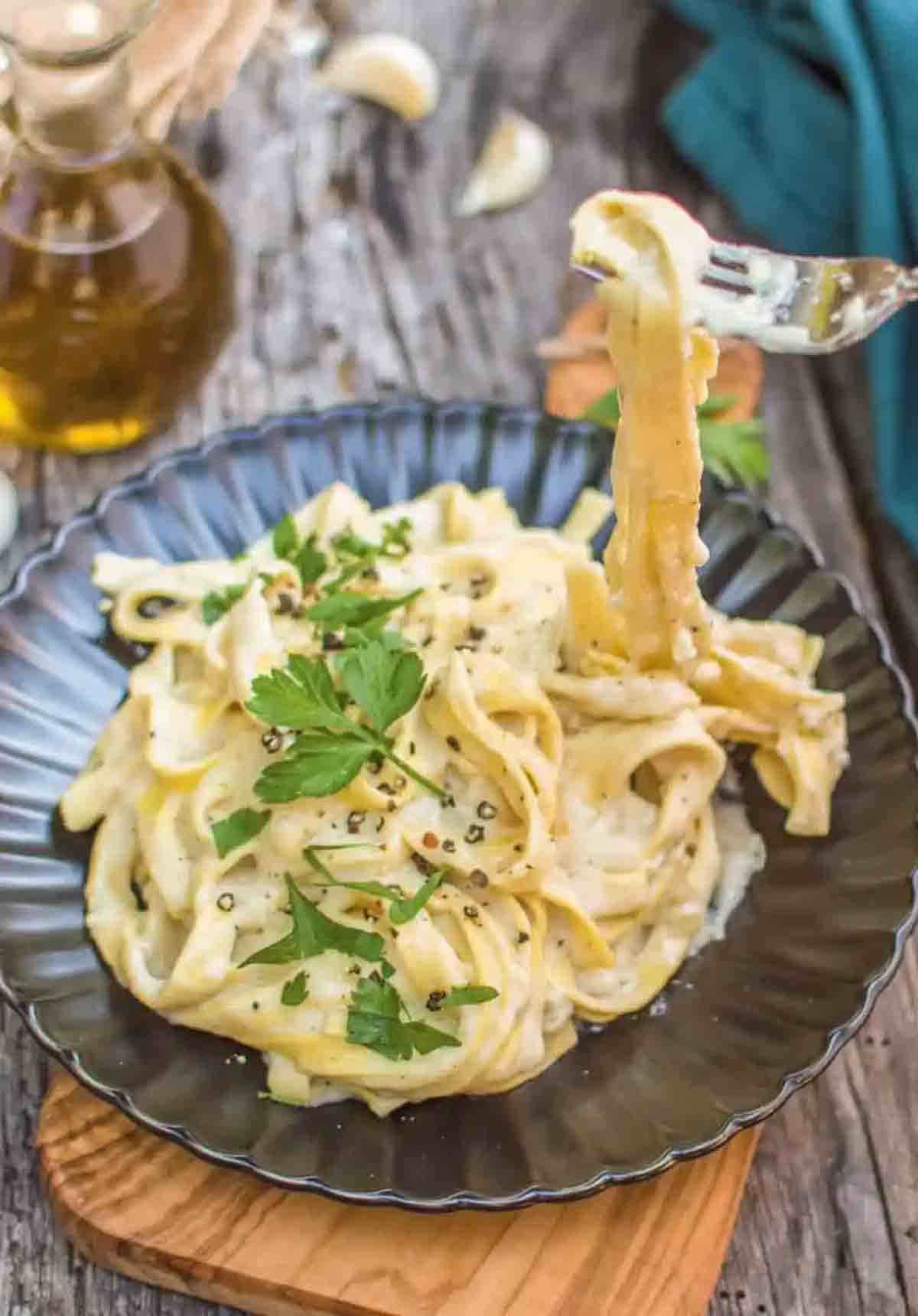 Vegan Fettuccini Alfredo Comfort Food Dish