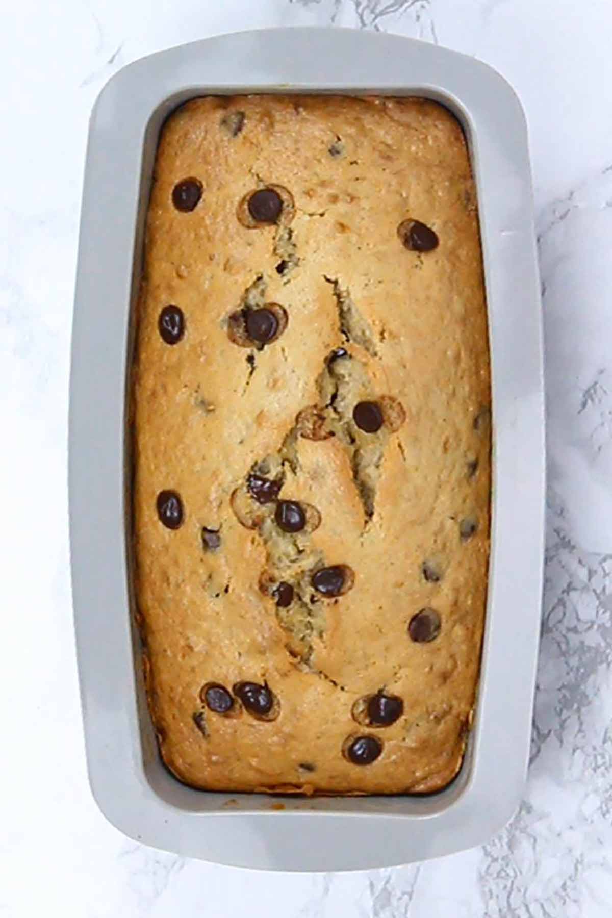 Baked Banana Bread With Chocolate Chips In It