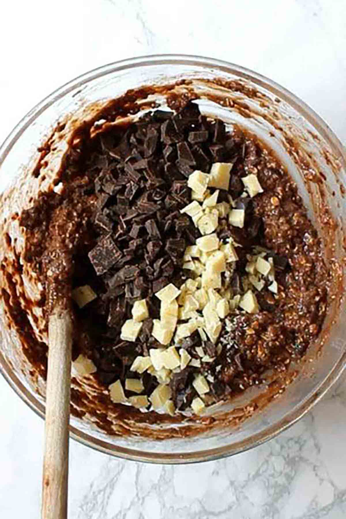 Brownie Mixture With Chocolate Chunks In It