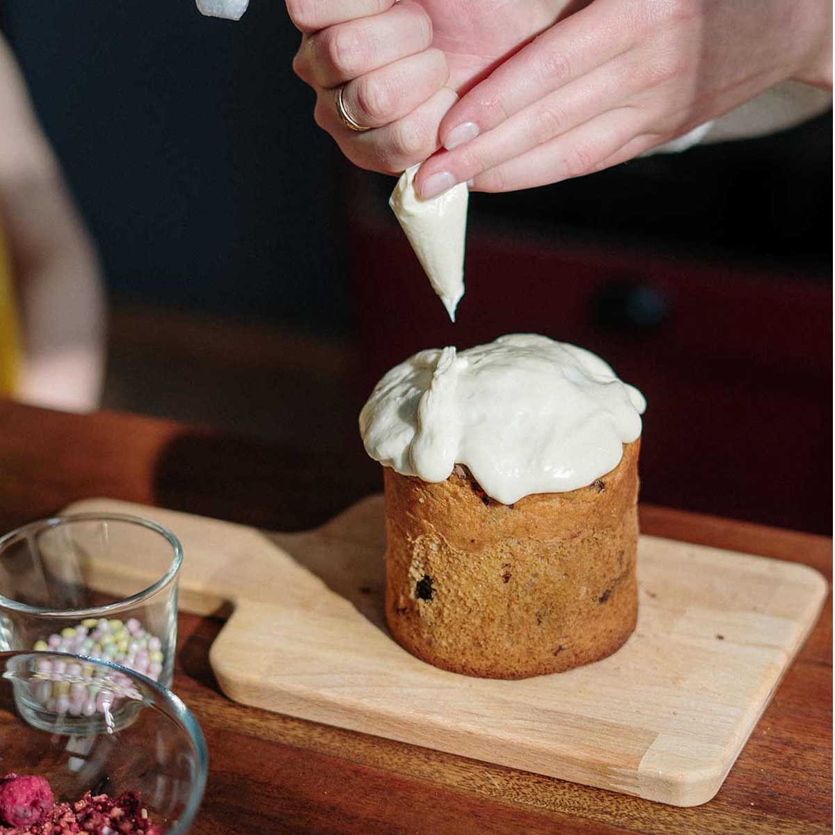 Frosting Being Piped Onto Cake  Why Did My Vegan Buttercream Split