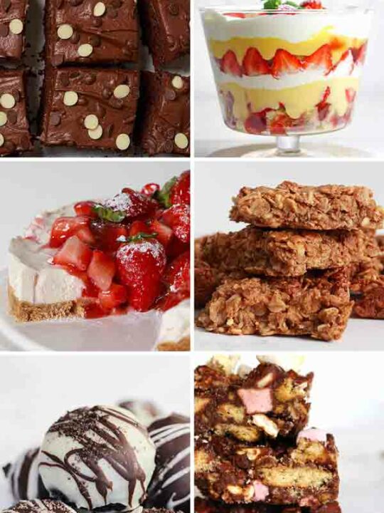 Image Collage Of Various Vegan Desserts For A Crowd