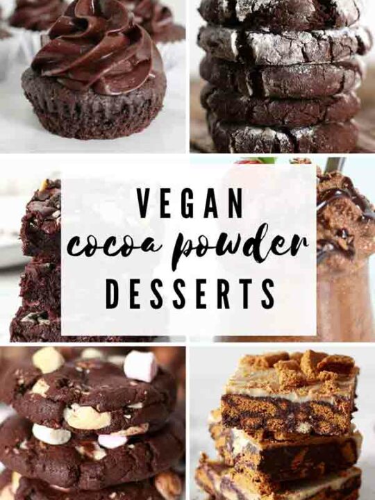Image Collage Of Vegan Desserts With Cocoa Powder