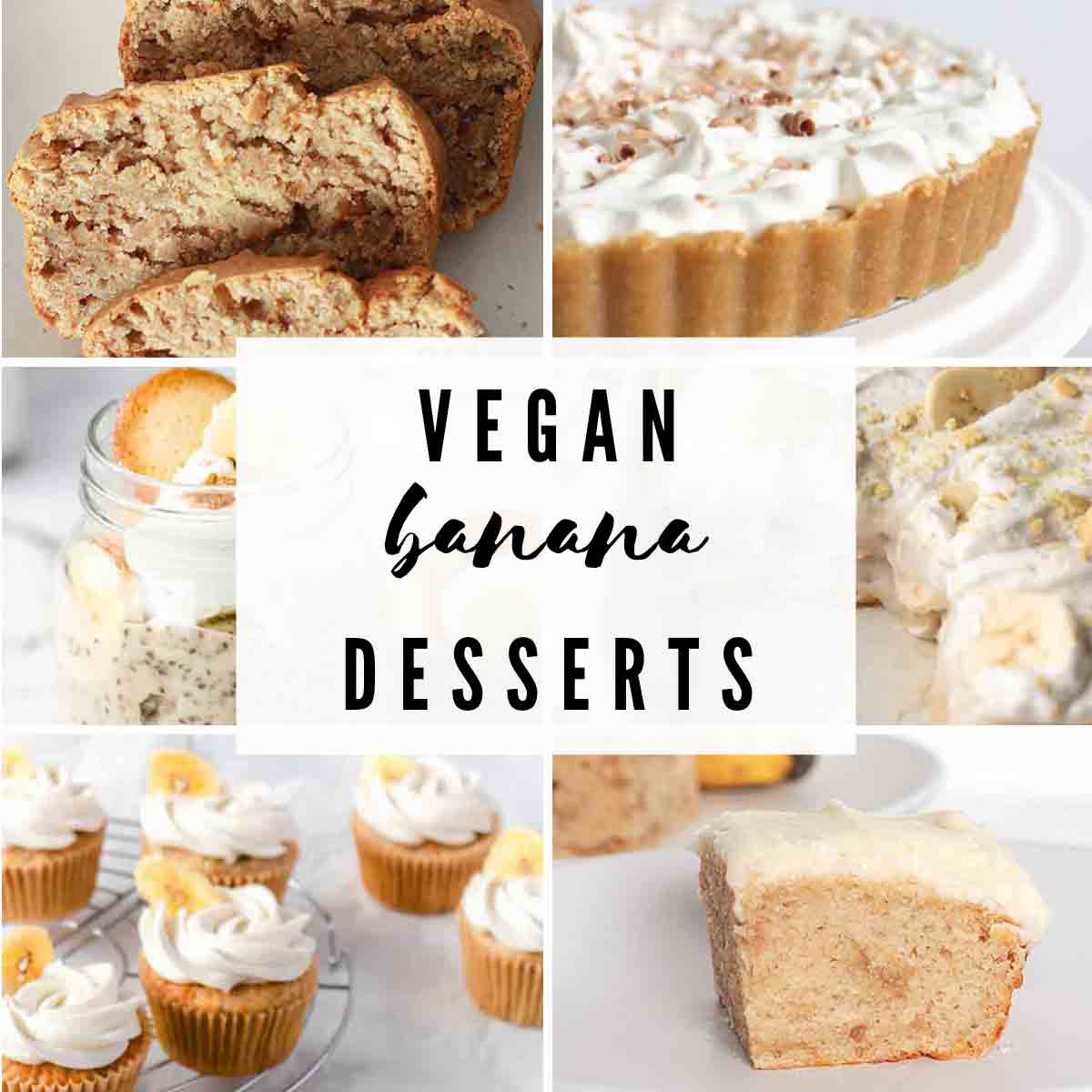 Images Of Various Desserts With Text Overlay That Reads 'vegan Banana Desserts'