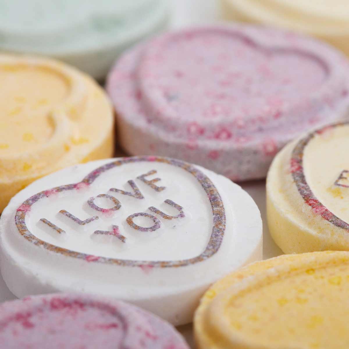 Vegan Love Hearts Laid Out On A Surface