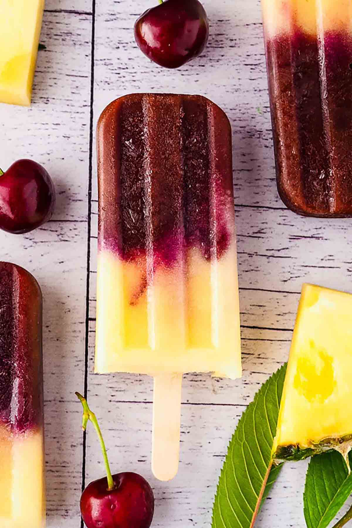 Pineapple Cherry Popsicles