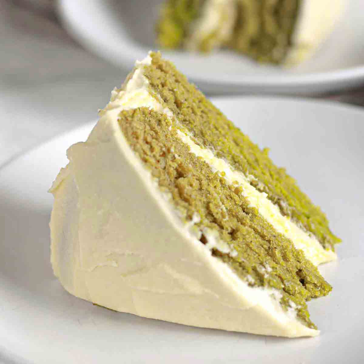 Matcha cake image for vegan Christmas cakes post