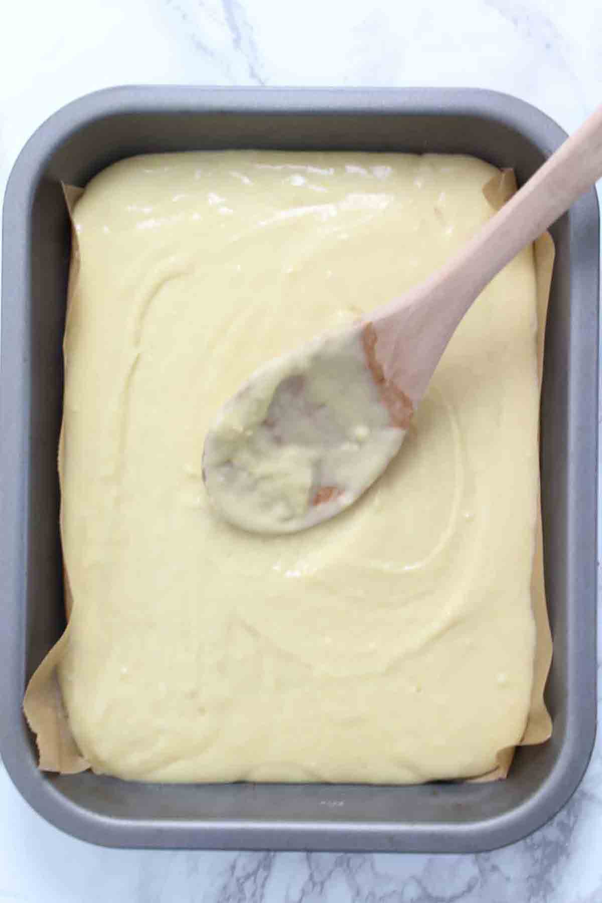 Cake Batter In Baking Tray