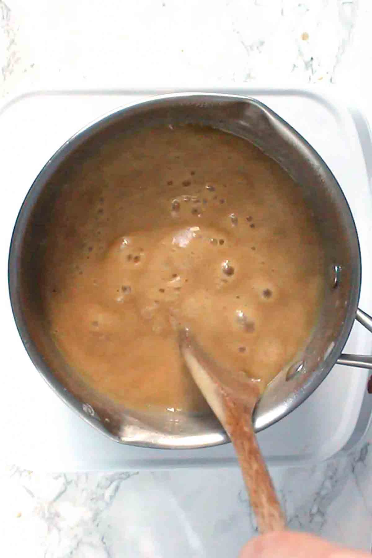 Dairy-Free Caramel Bubbling In A Pot