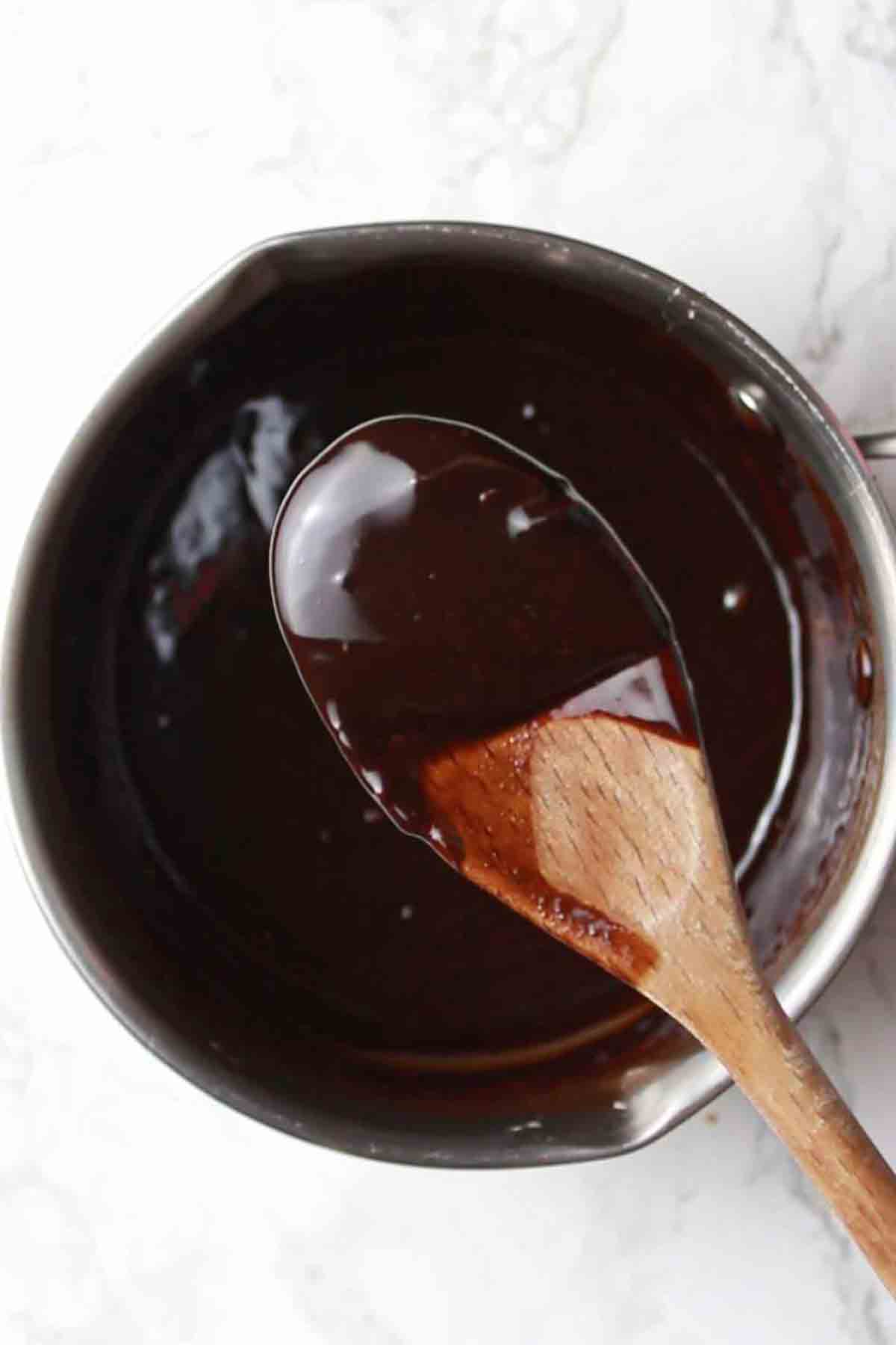 Melted Chocolate Mixture On Wooden Spoon