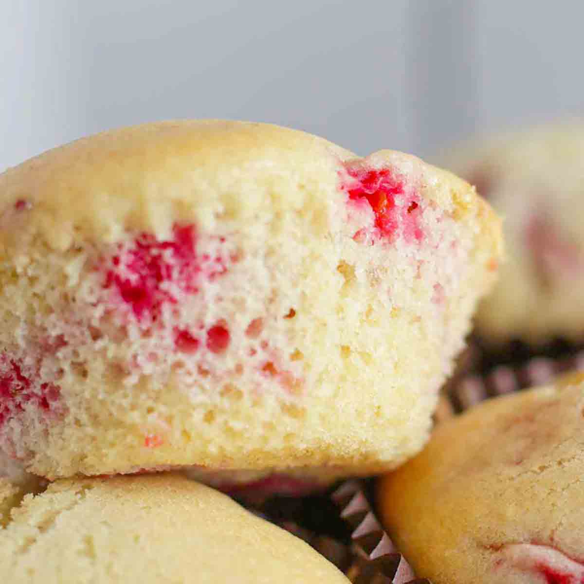 Vegan Raspberry Muffins In A Stack