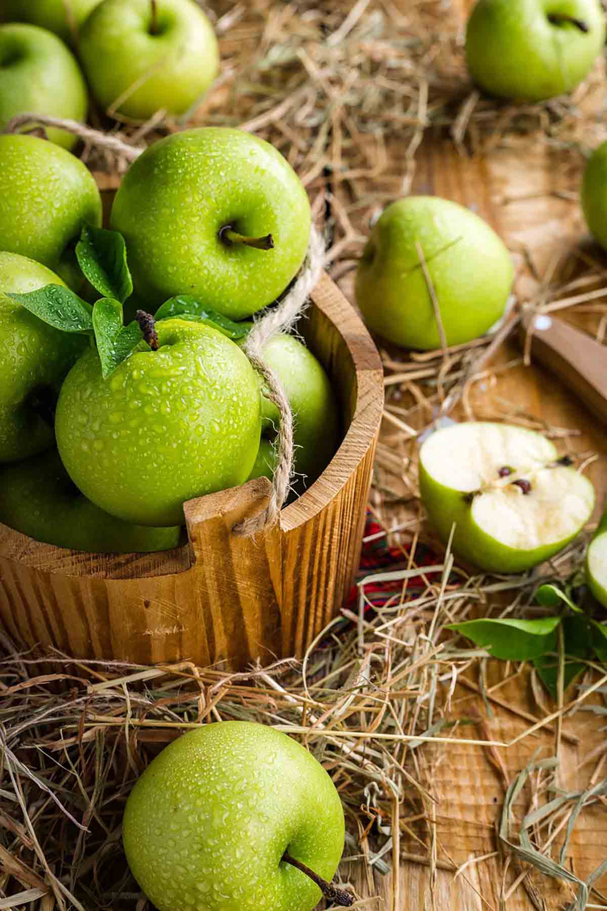 Bucket Full Of Green Apples