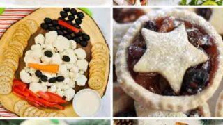 Image Collage Of 6 Vegan Christmas Party Food Recipes
