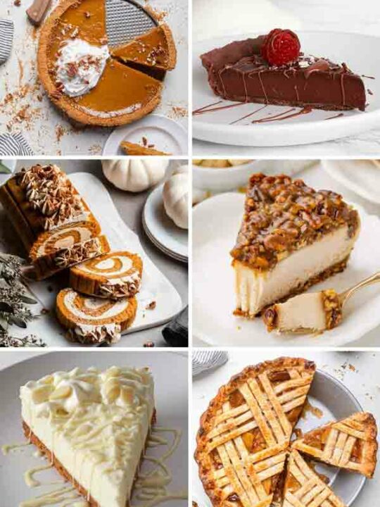 Image Collage Of 6 Vegan Thanksgiving Desserts