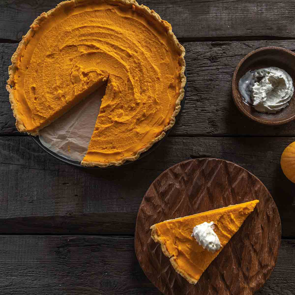 Is Pumpkin Pie Vegan Image Of Pumkpin Pie On Table