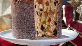 Thumbnail Image For Is Panettone Vegan Post  A Panettone With A Slice Taken Out