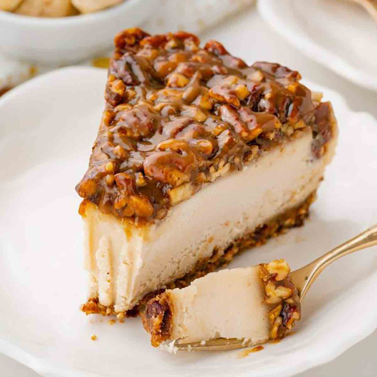 Vegan Caramel Pecan Cheesecake Thanksgiving Desserts
