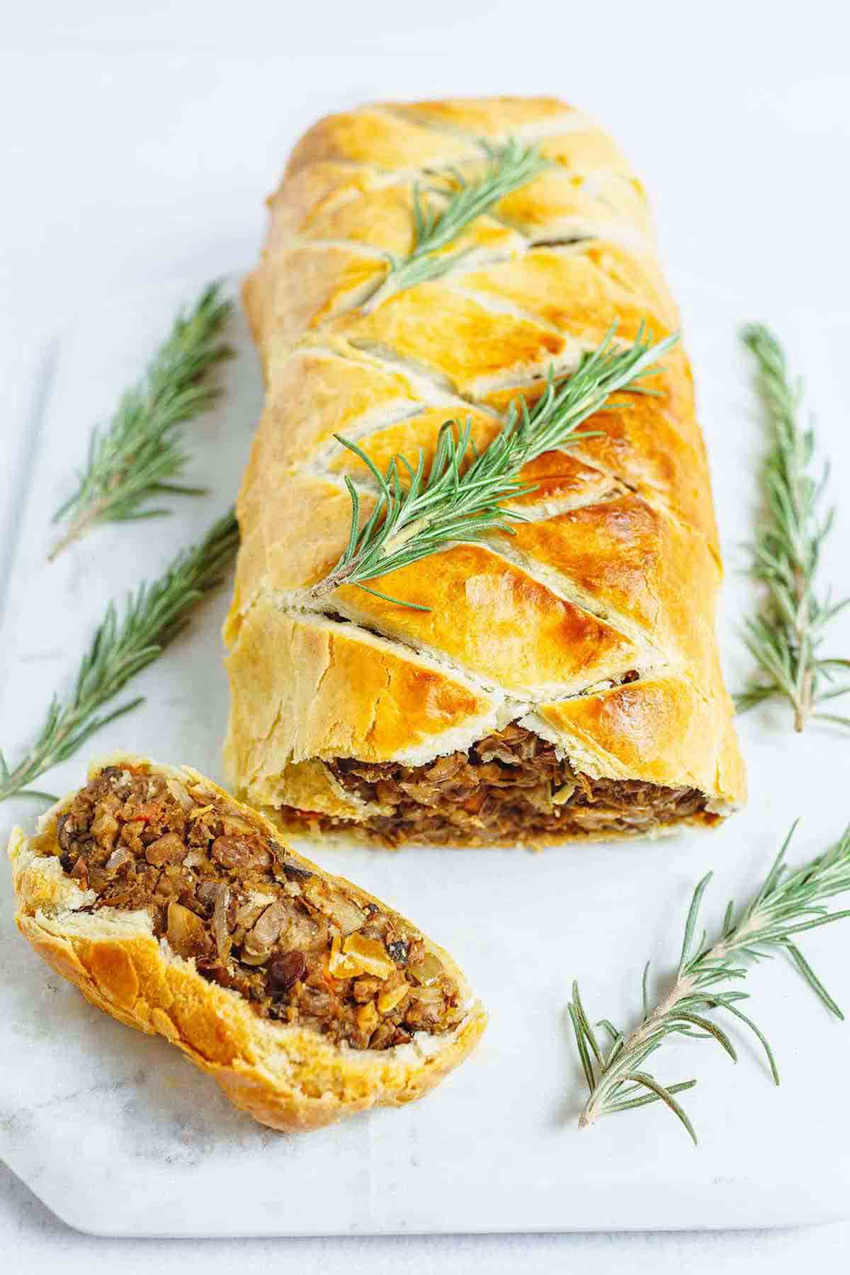 Vegan Mushroom Lentil Wellington