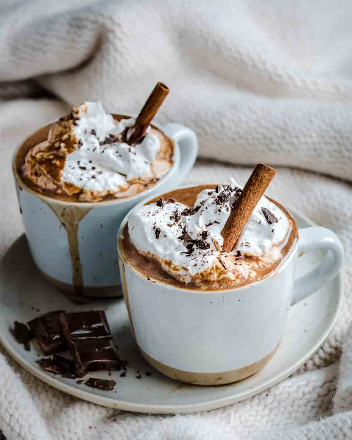 2 Vegan Gingerbread Hot Chocolate Desserts