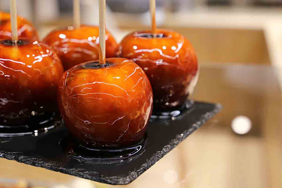 A Few Toffee Apples On A Tray