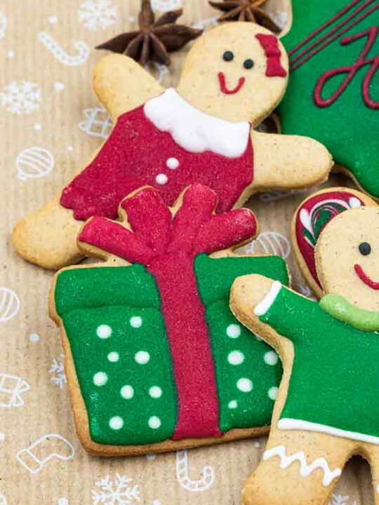 Are Sugar Cookies Vegan  Iced Cookies In The Shape Of People And A Present
