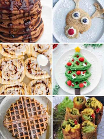 Image Collage Of 6 Vegan Christmas Brunch Ideas
