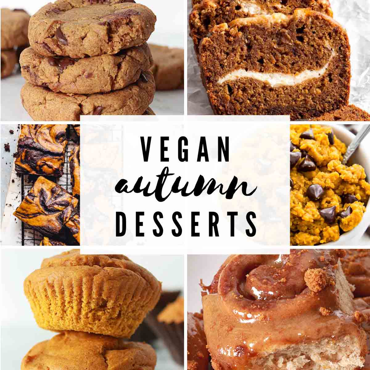 Image Collage With Text Overlay That Reads 'vegan Autumn Desserts'
