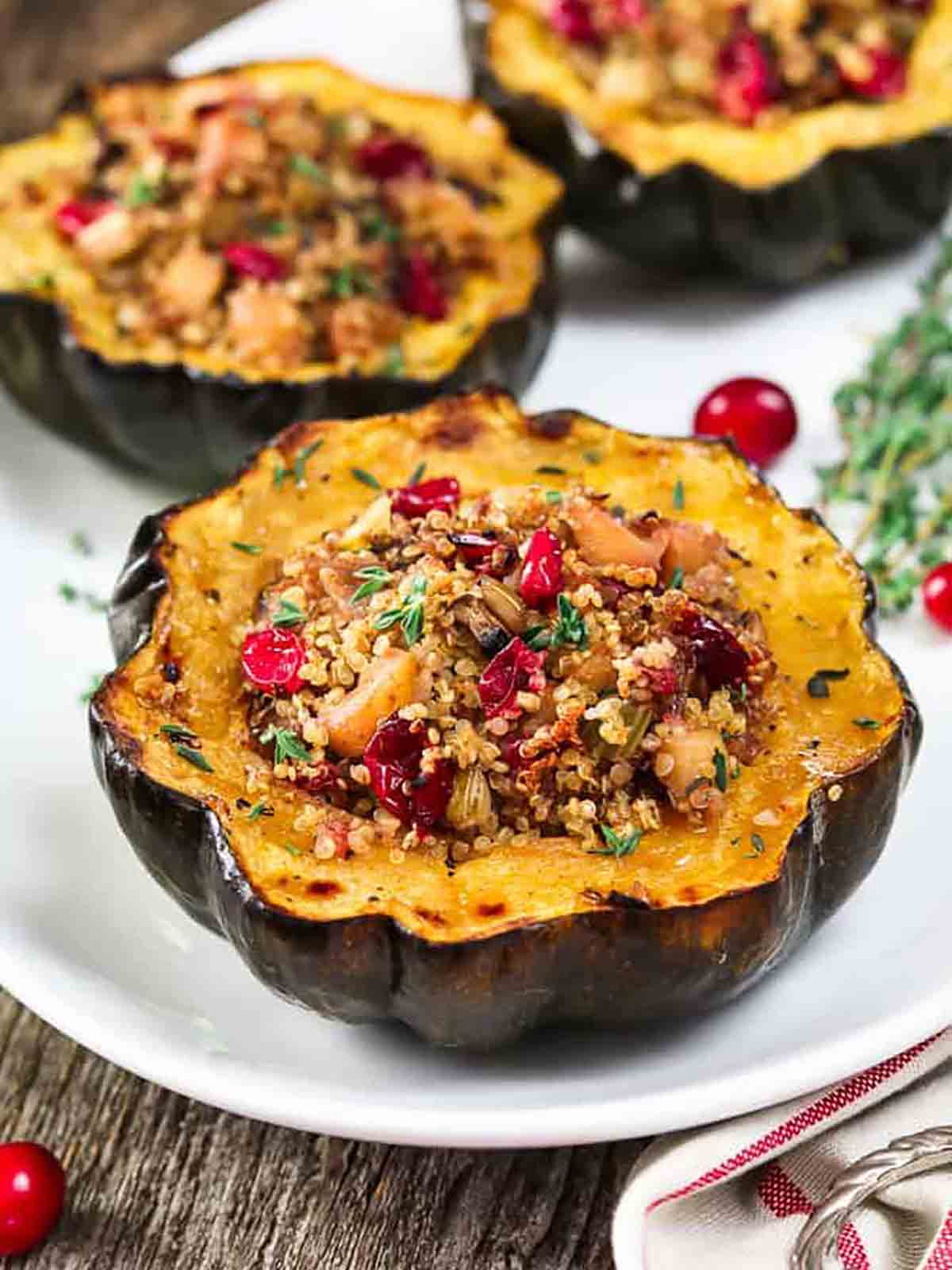 Quinoa Stuffed Acorn Squash Vegan Thanksgiving Recipe